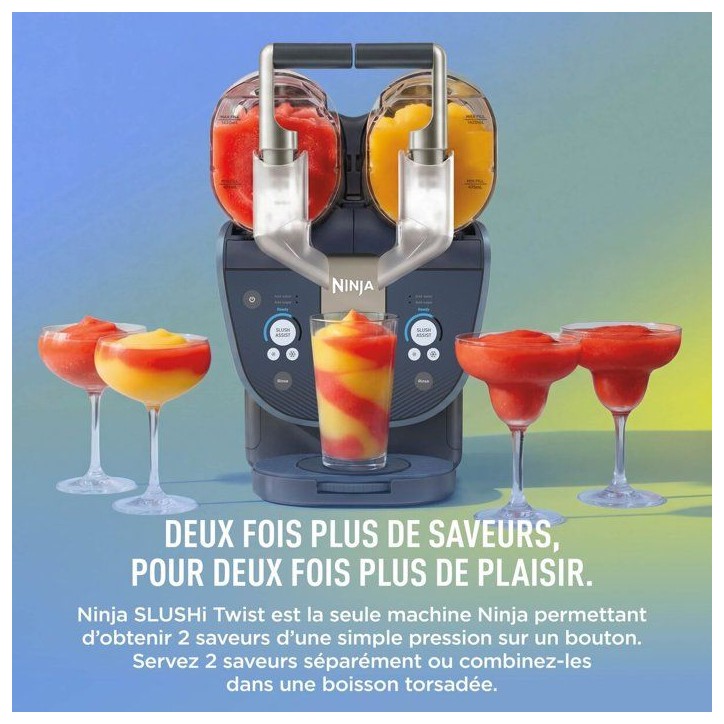 Machine a granita - Ninja - SLUSHi TWIST FS701EUBL - 2 bacs 4,4L - Technologie SlushAssist DUO - SlushTwist - Bleu