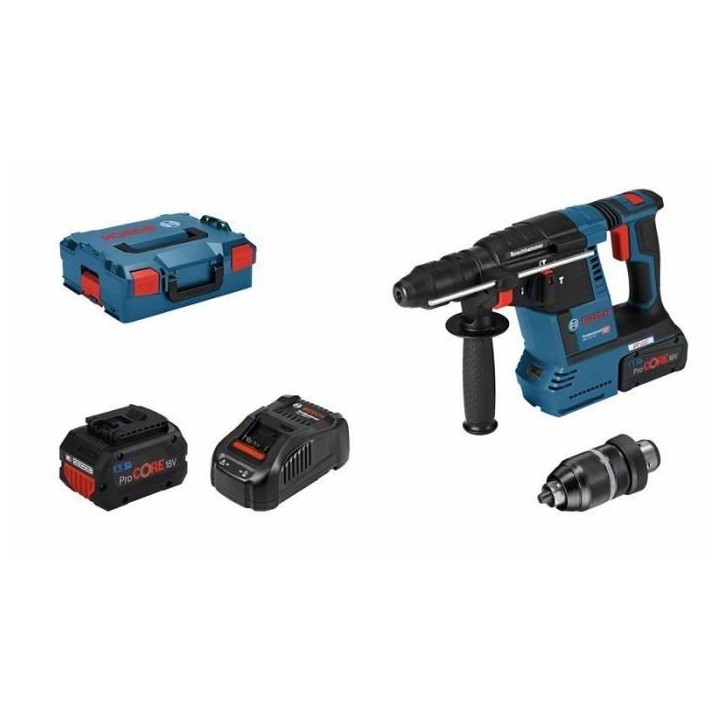 Perforateur sans-fil - BOSCH PROFESSIONAL - GBH 18V-26F - 2,6 J - 2 batteries ProCore 5,5Ah - KickBack Control Perforateur sans-fil - BOSCH PROFESSIONAL - GBH 18V-26F - 2,6 J - 2 batteries ProCore 5,5Ah - KickBack Control