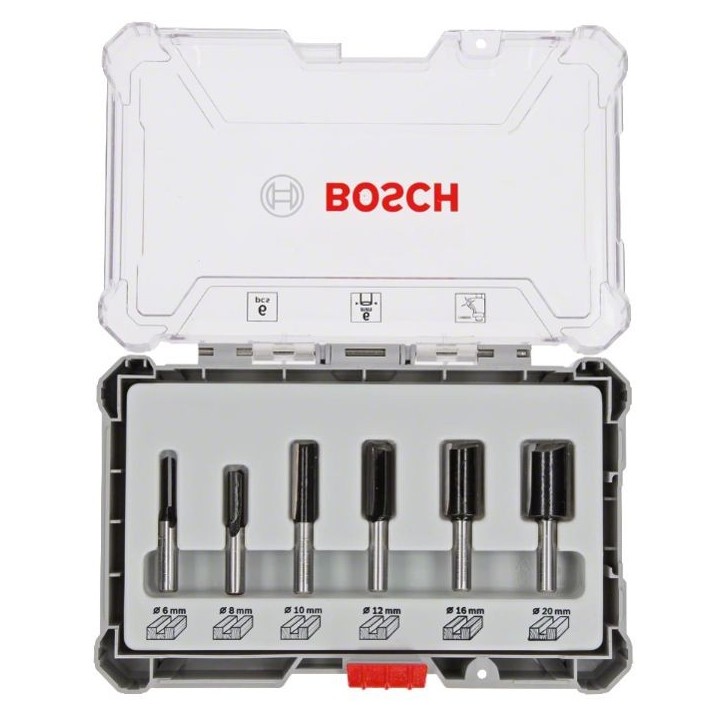 Coffret de fraises - BOSCH PROFESSIONAL - 2607017465 - 6 fraises droites - Ø12/16/20 mm - Queue de 6 mm Coffret de fraises - BOSCH PROFESSIONAL - 2607017465 - 6 fraises droites - Ø12/16/20 mm - Queue de 6 mm