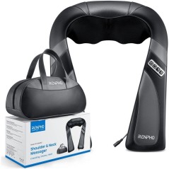 Masseur cervical Shiatsu - RENPHO - U-Neck Go SNM067 - Chauffant - 8 noeuds - 3 intensités - Noir