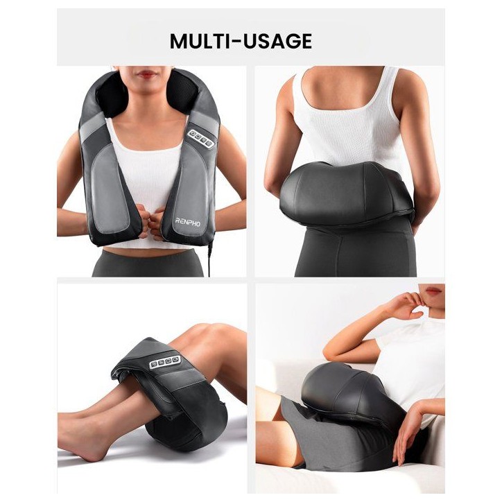 Masseur cervical Shiatsu - RENPHO - U-Neck Go SNM067 - Chauffant - 8 noeuds - 3 intensités - Noir