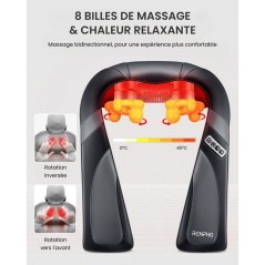Masseur cervical Shiatsu - RENPHO - U-Neck Go SNM067 - Chauffant - 8 n