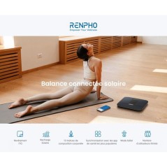 Pese-personne impédancemetre connecté - RENPHO - Elis Solar 2 A020 - Bluetooth - Recharge solaire - Noir