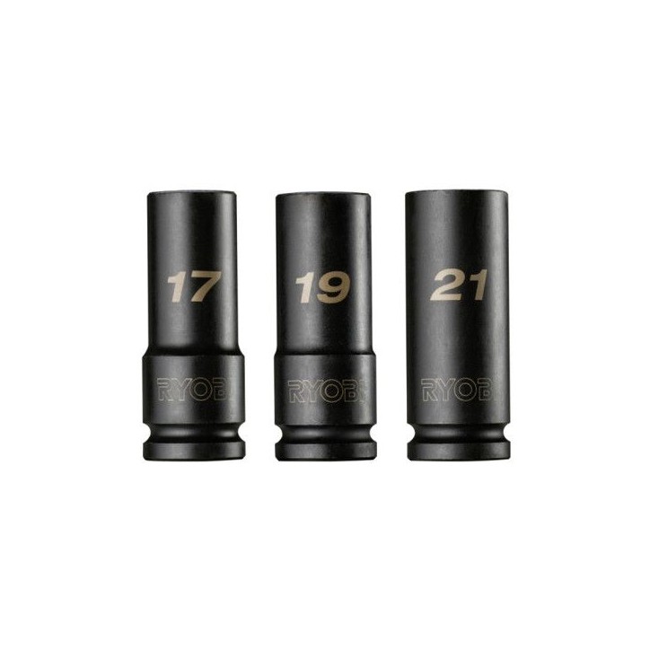 Jeu de douilles choc automobile - RYOBI - RHDIS3PC - 3 douilles 1/2 - 17, 19 et 21 mm Jeu de douilles choc automobile - RYOBI - RHDIS3PC - 3 douilles 1/2 - 17, 19 et 21 mm