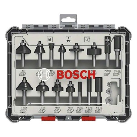 Coffret de Fraises - BOSCH - 2607017472 - 15 pieces - Queue de 8 mm -