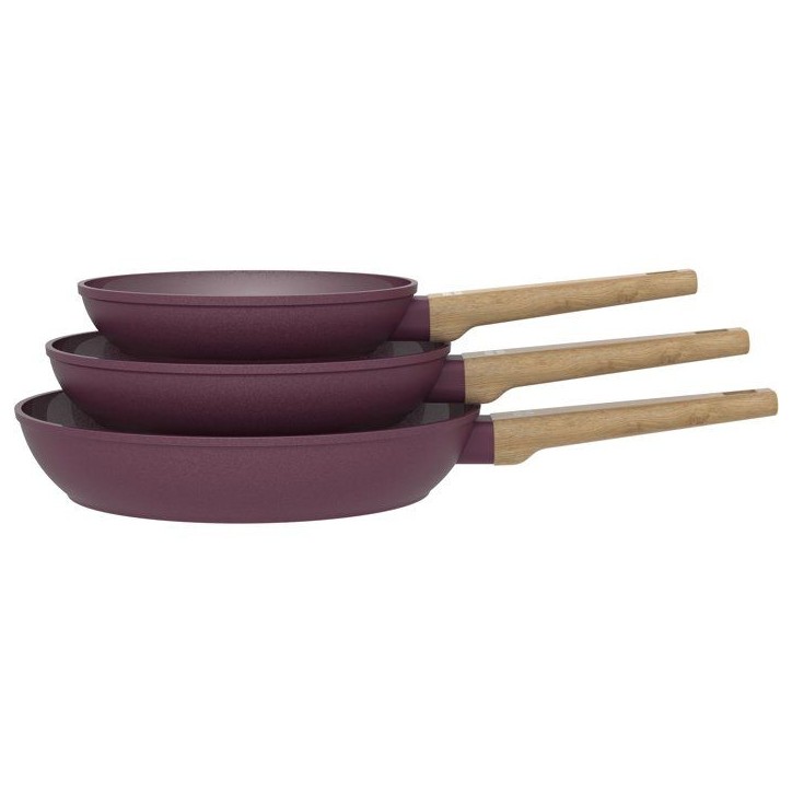 Set de 3 poeles - ARTHUR MARTIN - 20-24-28 cm - Revetement céramique - Tous feux dont induction – poignée effet bois Set de 3 poeles - ARTHUR MARTIN - 20-24-28 cm - Revetement céramique - Tous feux dont induction – poignée effet bois