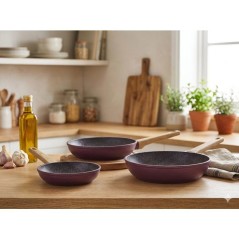 Set de 3 poeles - ARTHUR MARTIN - 20-24-28 cm - Revetement céramique