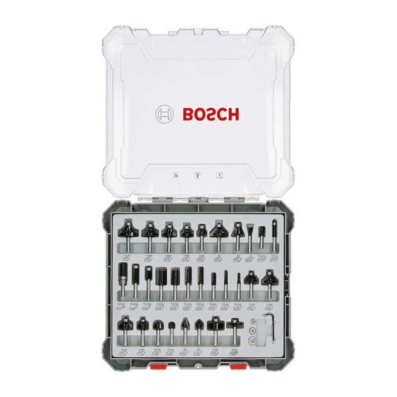 Coffret de 30 fraises mixtes a Ø queue de 6 mm - BOSCH - 2607017474 Coffret de 30 fraises mixtes a Ø queue de 6 mm - BOSCH - 2607017474