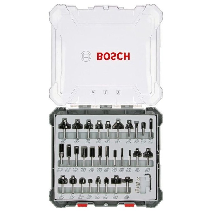 Coffret de 30 fraises mixtes a Ø queue de 6 mm - BOSCH - 2607017474