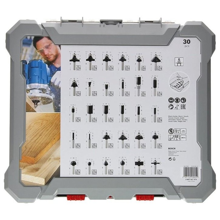 Coffret de 30 fraises mixtes a Ø queue de 6 mm - BOSCH - 2607017474