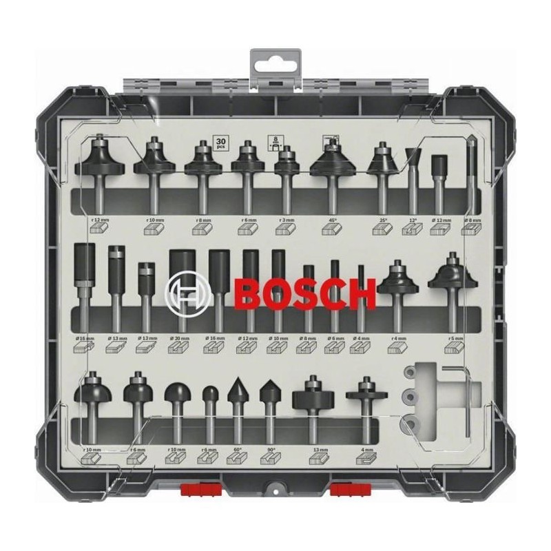 Coffret de 30 fraises mixtes a Ø queue de 8 mm BOSCH - 2607017475 Coffret de 30 fraises mixtes a Ø queue de 8 mm BOSCH - 2607017475