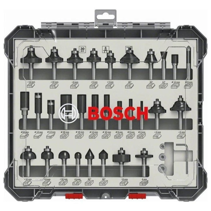 Coffret de 30 fraises mixtes a Ø queue de 8 mm BOSCH - 2607017475