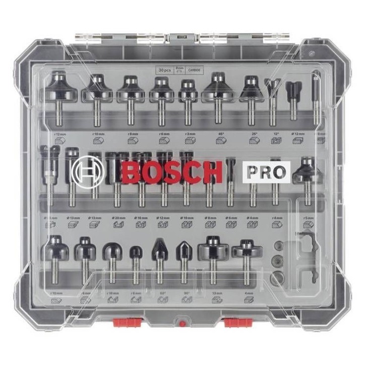 Coffret de 30 fraises mixtes a Ø queue de 8 mm BOSCH - 2607017475