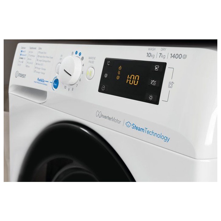 Lave-linge séchant Indesit BDE107448WKVFR - 10 / 7 kg - Induction - 1400 trs/min - Blanc Lave-linge séchant Indesit BDE107448WKVFR - 10 / 7 kg - Induction - 1400 trs/min - Blanc