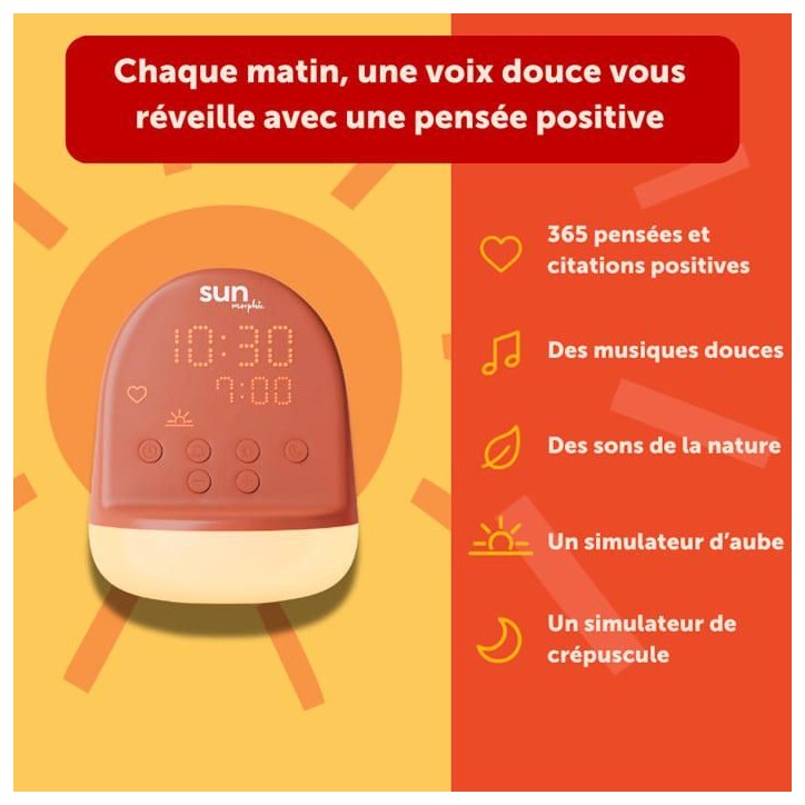 Réveil simulateur d'aube - MORPHEE - SUN - Pensées positives - Simulateur de crépuscule Réveil simulateur d'aube - MORPHEE - SUN - Pensées positives - Simulateur de crépuscule