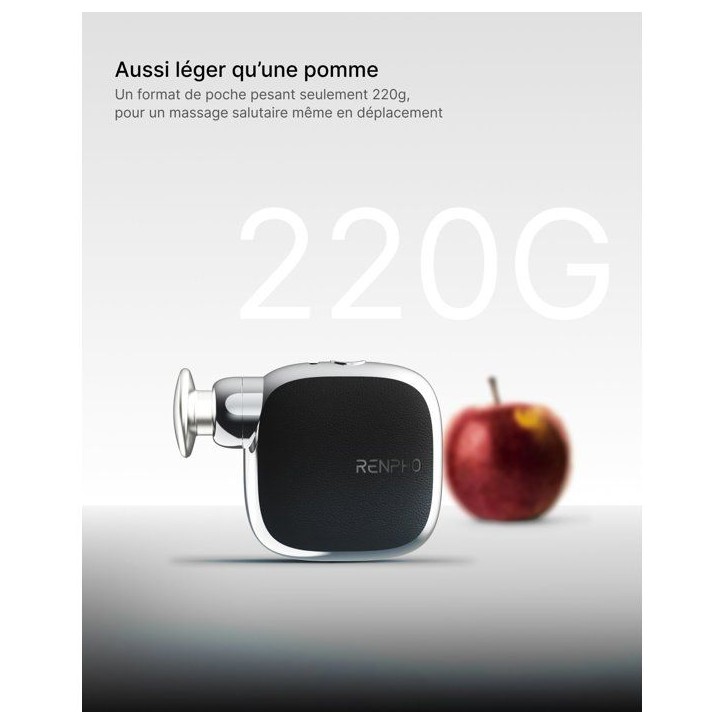 Pistolet de massage compact - RENPHO - Micro WMG16 - 4 intensités - Amplitude 6 mm - Noir Pistolet de massage compact - RENPHO - Micro WMG16 - 4 intensités - Amplitude 6 mm - Noir