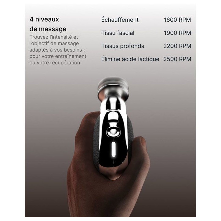Pistolet de massage compact - RENPHO - Micro WMG16 - 4 intensités - Amplitude 6 mm - Noir Pistolet de massage compact - RENPHO - Micro WMG16 - 4 intensités - Amplitude 6 mm - Noir
