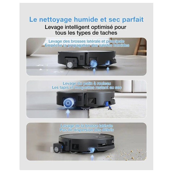 ECOVACS DEEBOT T80S OMNI - Robot Aspirateur Laveur - Station OMNI tout-en-un - 24 800 Pa - ZeroTangle 3.0