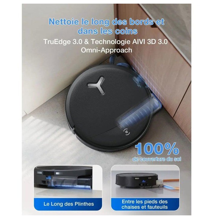 ECOVACS DEEBOT T80S OMNI - Robot Aspirateur Laveur - Station OMNI tout-en-un - 24 800 Pa - ZeroTangle 3.0