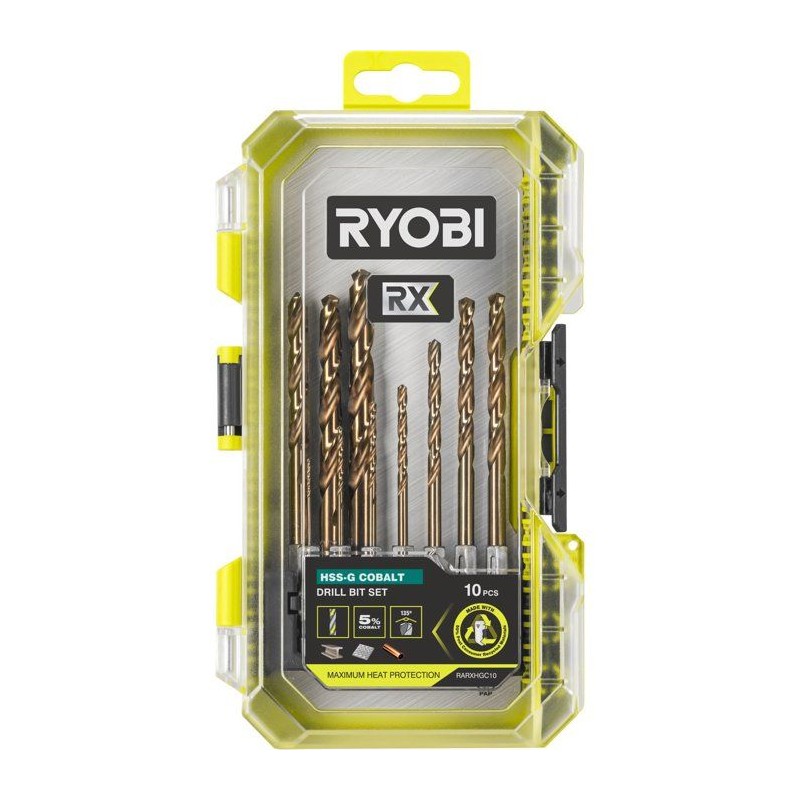 Coffret forets métal HSS-G Cobalt RX - RYOBI - RARXHGC10 - 10 forets