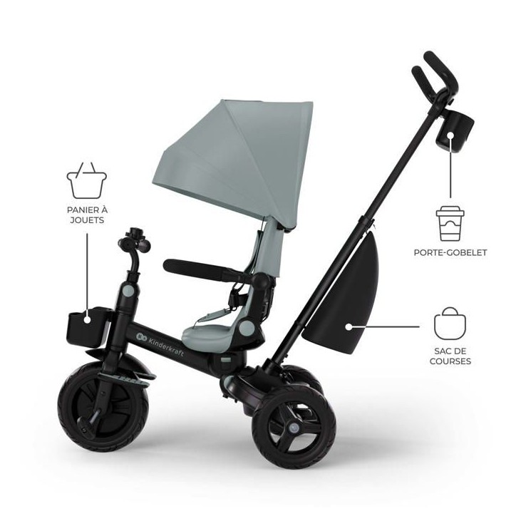 Tricycle Kinderkraft AVEO 2 PLUS évolutif 6 en 1 siege pivotant 360° inclinable avec position allongée Air Gris Tricycle Kinderkraft AVEO 2 PLUS évolutif 6 en 1 siege pivotant 360° inclinable avec position allongée Air Gris