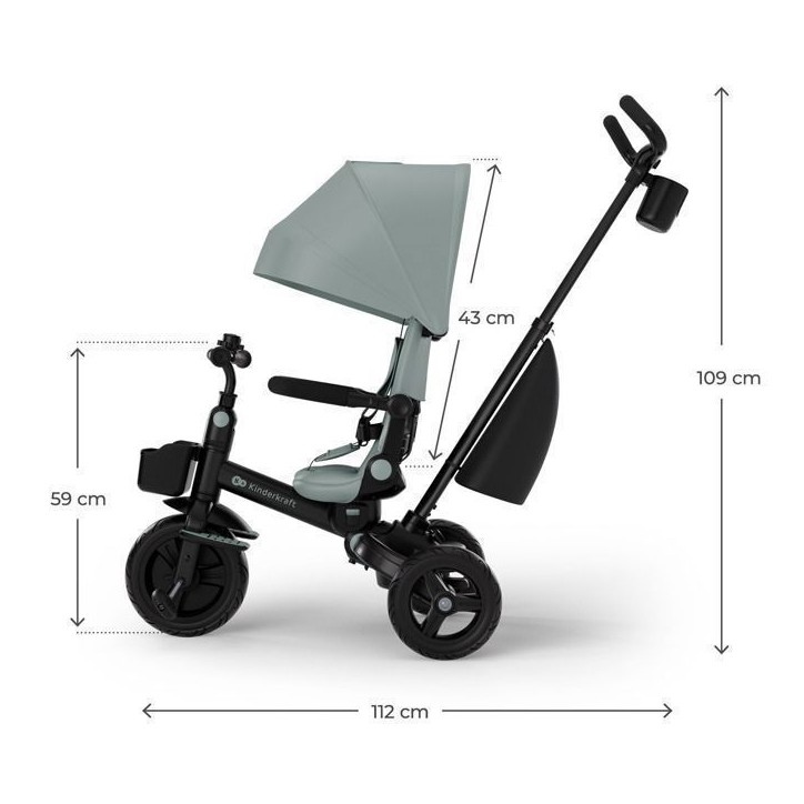 Tricycle Kinderkraft AVEO 2 PLUS évolutif 6 en 1 siege pivotant 360° inclinable avec position allongée Air Gris Tricycle Kinderkraft AVEO 2 PLUS évolutif 6 en 1 siege pivotant 360° inclinable avec position allongée Air Gris