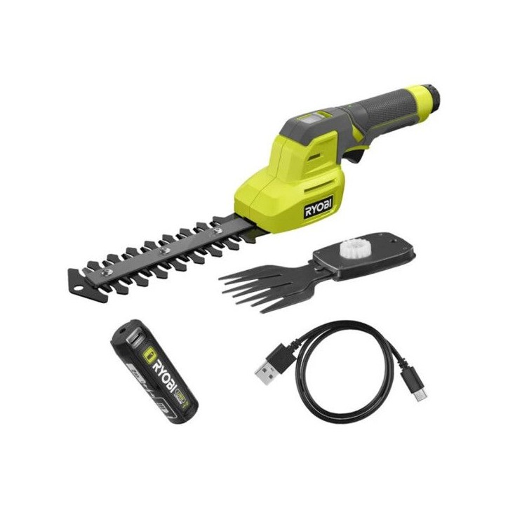 Cisaille a gazon et sculpteur de végétaux - RYOBI - RY4CGSA-120 - 4V - Batterie 2,0Ah - Chargeur inclus Cisaille a gazon et sculpteur de végétaux - RYOBI - RY4CGSA-120 - 4V - Batterie 2,0Ah - Chargeur inclus