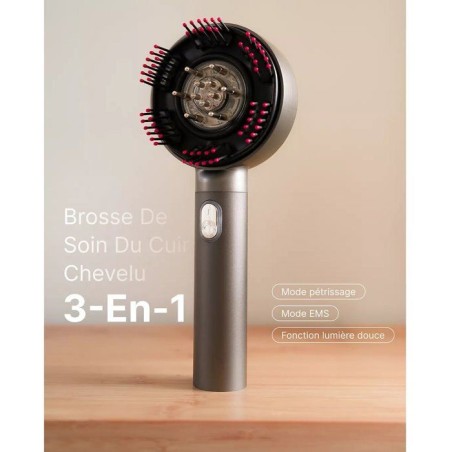 Brosse de massage cuir chevelu - RENPHO - R-WMC01 - LED rouge - Applicateur de sérum - 6 modes - Noir