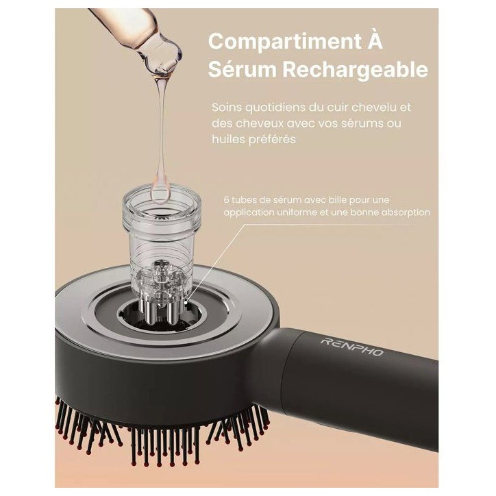 Brosse de massage cuir chevelu - RENPHO - R-WMC01 - LED rouge - Applicateur de sérum - 6 modes - Noir Brosse de massage cuir chevelu - RENPHO - R-WMC01 - LED rouge - Applicateur de sérum - 6 modes - Noir