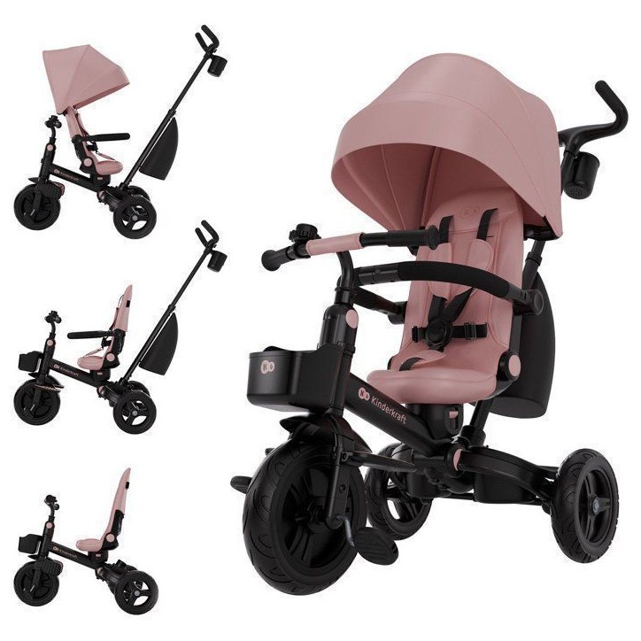 Tricycle Kinderkraft AVEO 2 PLUS évolutif pliable 6 fonctions siege rotatif 360° allongé avec canopy UPF50+ Rose Tricycle Kinderkraft AVEO 2 PLUS évolutif pliable 6 fonctions siege rotatif 360° allongé avec canopy UPF50+ Rose