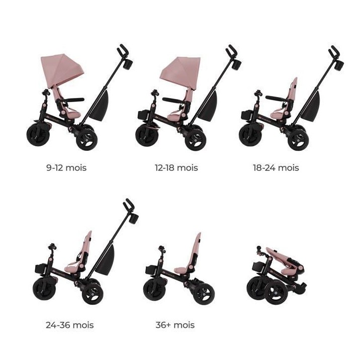 Tricycle Kinderkraft AVEO 2 PLUS évolutif pliable 6 fonctions siege rotatif 360° allongé avec canopy UPF50+ Rose Tricycle Kinderkraft AVEO 2 PLUS évolutif pliable 6 fonctions siege rotatif 360° allongé avec canopy UPF50+ Rose