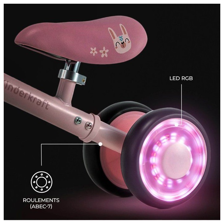 Draisienne Kinderkraft CUTIE FLASH 4 roues LED selle réglable roues EVA ABEC-7 mini vélo enfant Rose Draisienne Kinderkraft CUTIE FLASH 4 roues LED selle réglable roues EVA ABEC-7 mini vélo enfant Rose