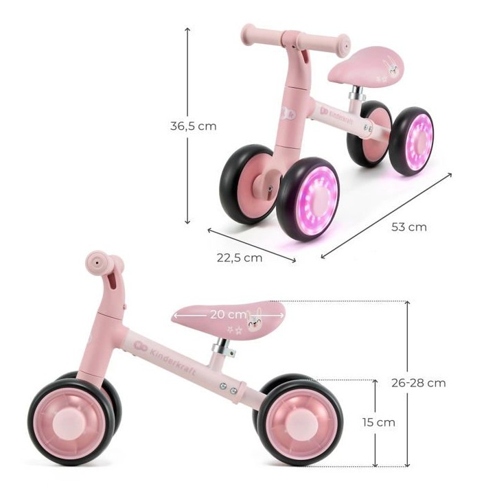 Draisienne Kinderkraft CUTIE FLASH 4 roues LED selle réglable roues EVA ABEC-7 mini vélo enfant Rose Draisienne Kinderkraft CUTIE FLASH 4 roues LED selle réglable roues EVA ABEC-7 mini vélo enfant Rose