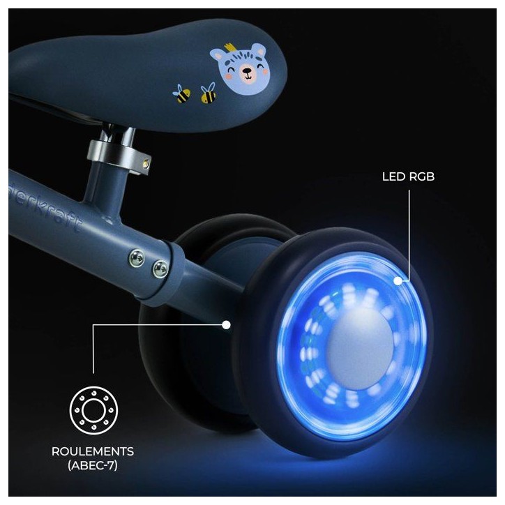 Tricycle - KINDERKRAFT - CUTIE FLASH - 4 roues - LED - bleu