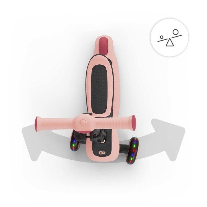 Trottinette Kinderkraft HALLEY 2 2 en 1 avec siege amovible guidon réglable roues LED pliage rapide Rose