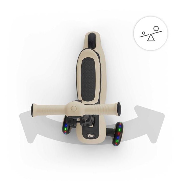 Trottinette Kinderkraft HALLEY 2 2 en 1 avec siege réglable direction par inclinaison roues LED pliable Beige