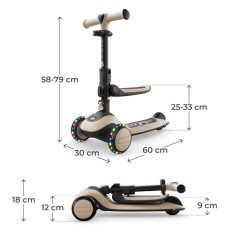 Trottinette Kinderkraft HALLEY 2 2 en 1 avec siege réglable direction