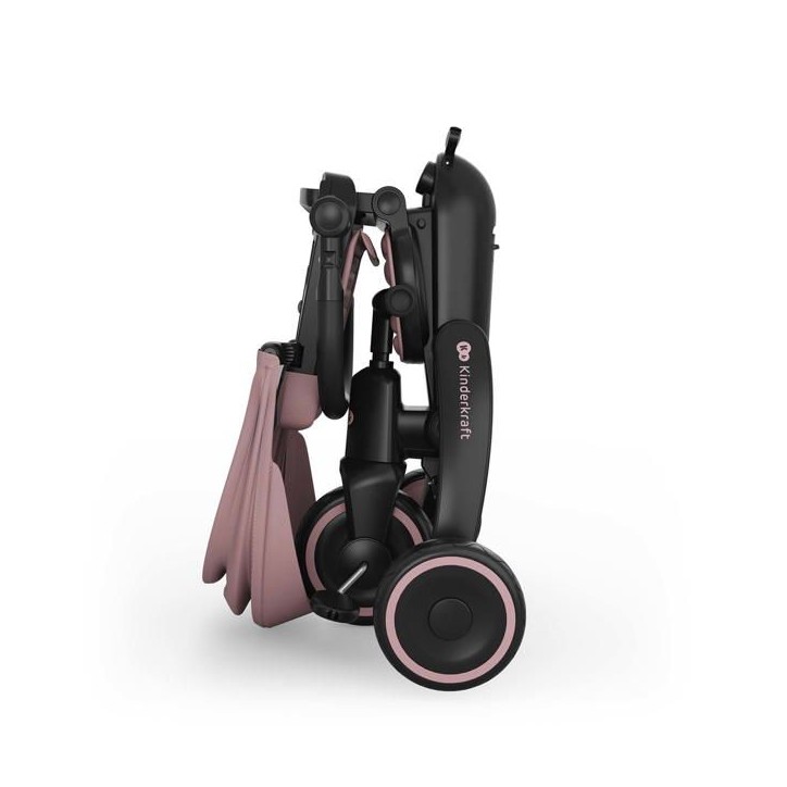 Tricycle Kinderkraft JAZZ 3 pliable évolutif 6 modes siege pivotant inclinable canopy UPF50+ frein double roues Rose