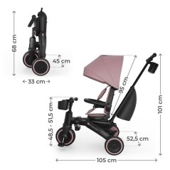 Tricycle Kinderkraft JAZZ 3 pliable évolutif 6 modes siege pivotant i