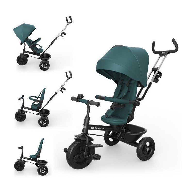 Tricycle Kinderkraft ASTON 2 PLUS avec guidon parental évolutif 6 en