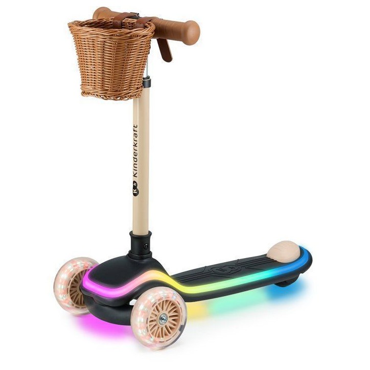 Kinderkraft RAKET UP 2 en 1 avec siege pliable roues LED guidon réglable enfant Beige