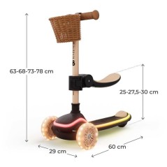 Kinderkraft RAKET UP 2 en 1 avec siege pliable roues LED guidon régla