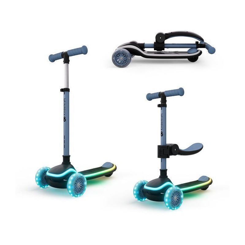 Trottinette Enfant Kinderkraft RAKET UP 2 en 1 avec siege pliable roue