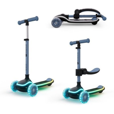 Trottinette Enfant Kinderkraft RAKET UP 2 en 1 avec siege pliable roue