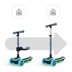 Trottinette Enfant Kinderkraft RAKET UP 2 en 1 avec siege pliable roue