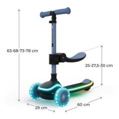 Trottinette Enfant Kinderkraft RAKET UP 2 en 1 avec siege pliable roue