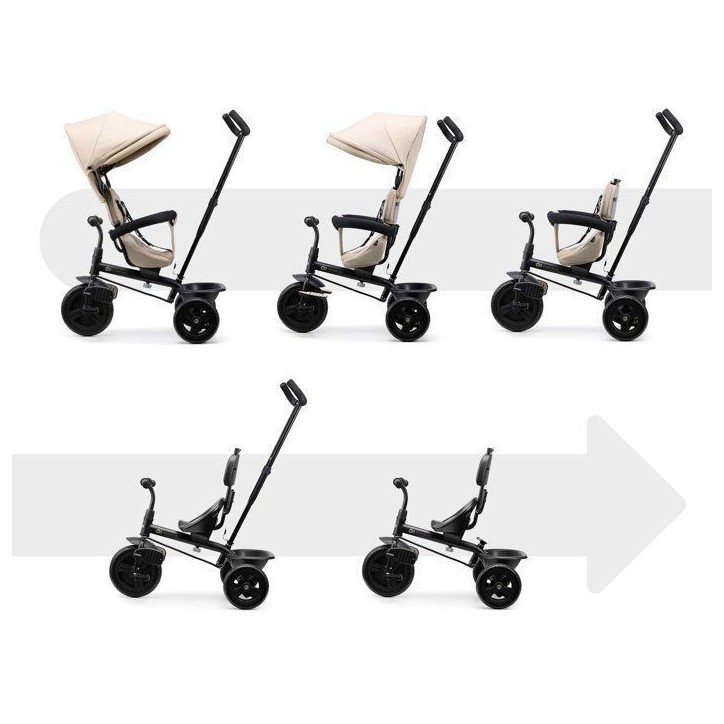 Tricycle Kinderkraft FREEWAY 2 5 en 1 Évolutif Siege Rotatif 360° Poignée Parent Roue Libre Harnais 3 Points Beige