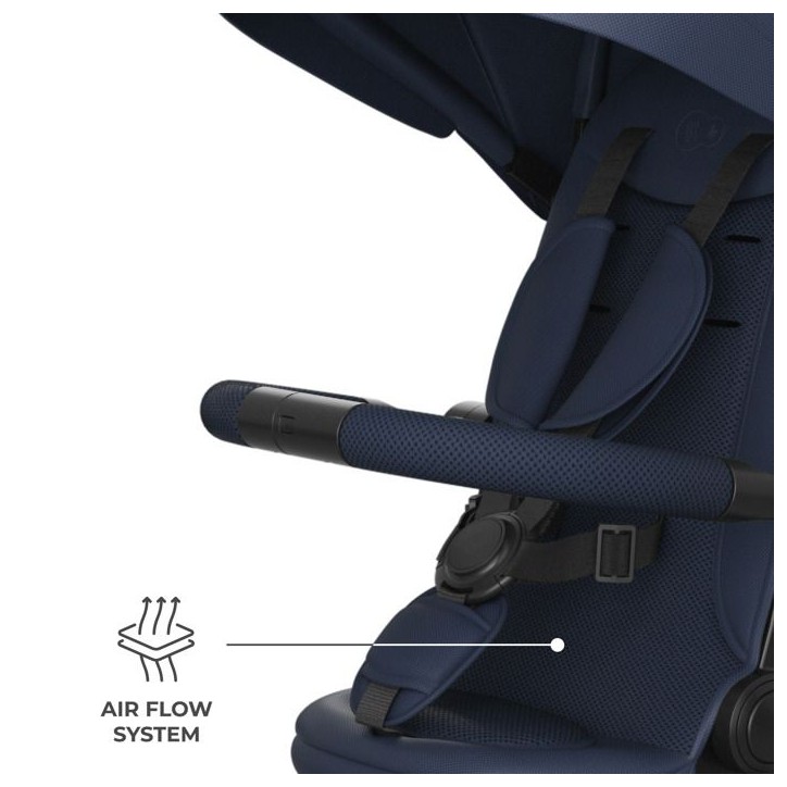 Tricycle Kinderkraft ASTON 2 PLUS évolutif 6 en 1 siege pivotant 360° semi-allongé avec guidon parental canopy Bleu marine