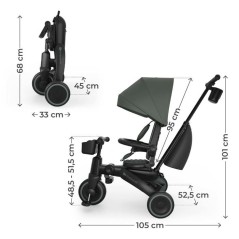 Tricycle Kinderkraft JAZZ 3 évolutif pliable 6 modes siege réversibl