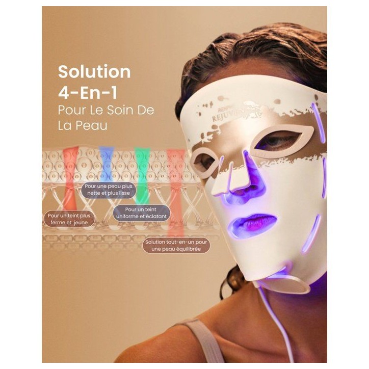 Masque de luminothérapie LED - RENPHO - Artemis Blush E100B-1 - 4 lumieres - 432 LED - Beige